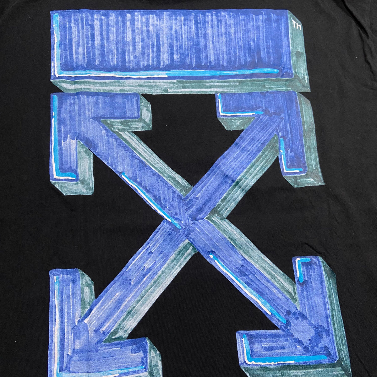 OFF-WHITE c/o VIRGIL ABLOH™ Blue Marker Arrows Tee SS (Made in Portugal) Black (Used)