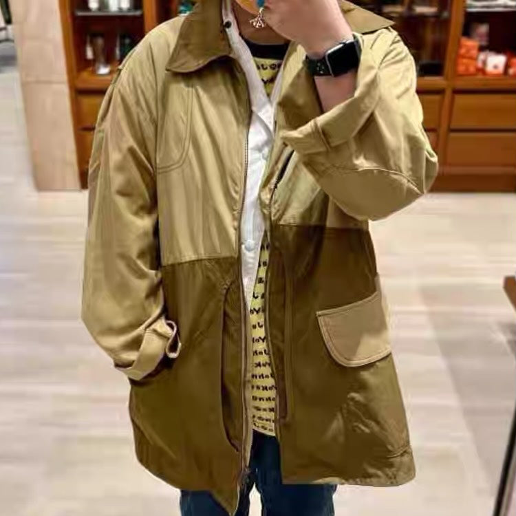 Beams Boy JP Hunting Detail Big Coat Olive x Beige (Used)