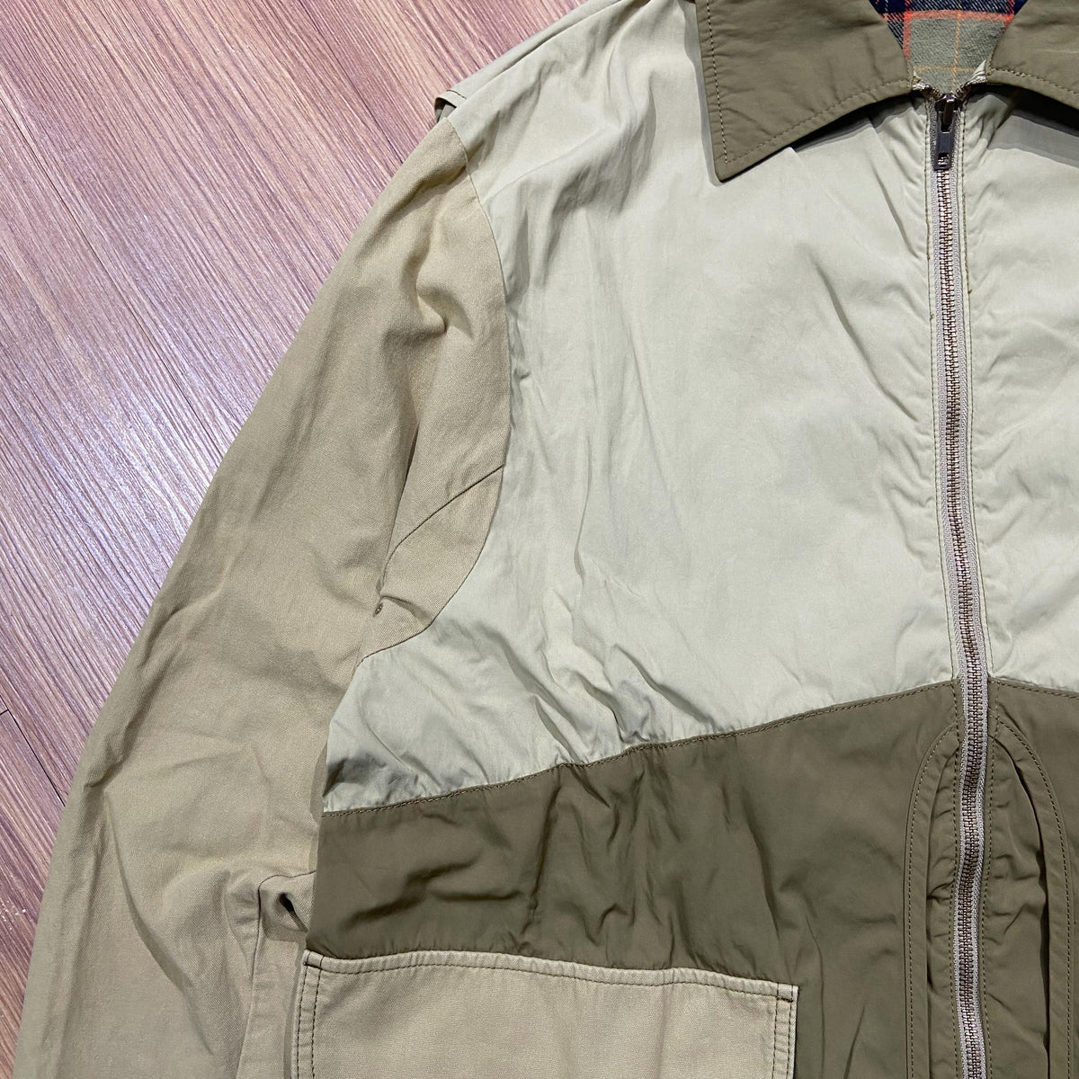 Beams Boy JP Hunting Detail Big Coat Olive x Beige (Used)