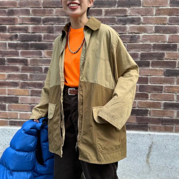 Beams Boy JP Hunting Detail Big Coat Olive x Beige (Used)