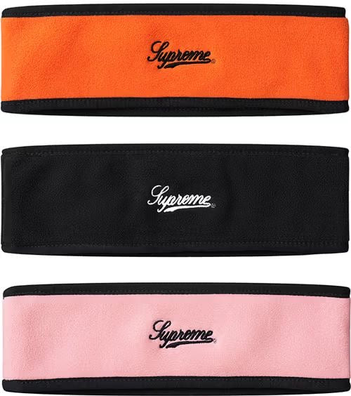 Supreme Polartec Logo Headband Pink Black Orange