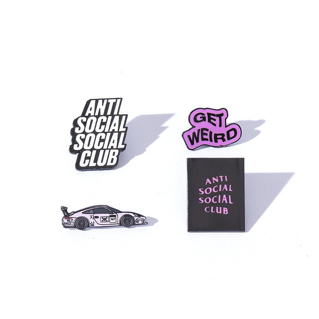 Anti Social Social Club ASSC Pin Set Blocked Logo Get Weird Korea Racing Car