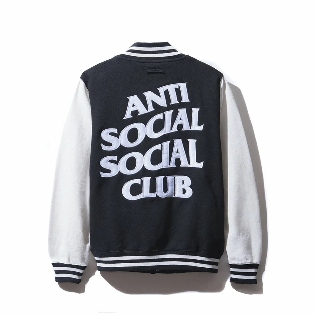 Anti Social Social Club ASSC Dropout Letterman Jacket Black/White