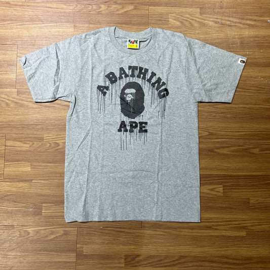 A Bathing Ape Bape Drip College Tee Grey