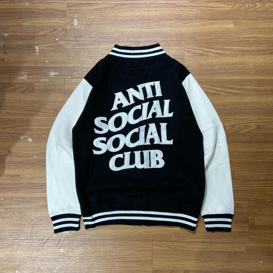 Anti Social Social Club ASSC Dropout Letterman Jacket Black/White
