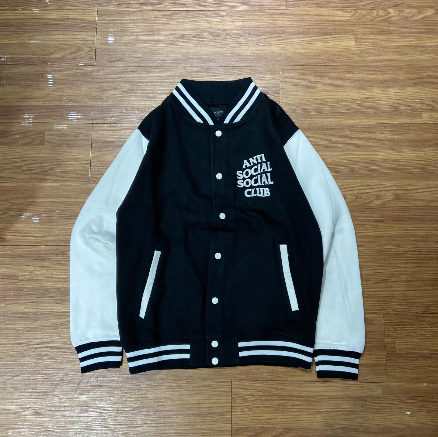 Anti Social Social Club ASSC Dropout Letterman Jacket Black/White