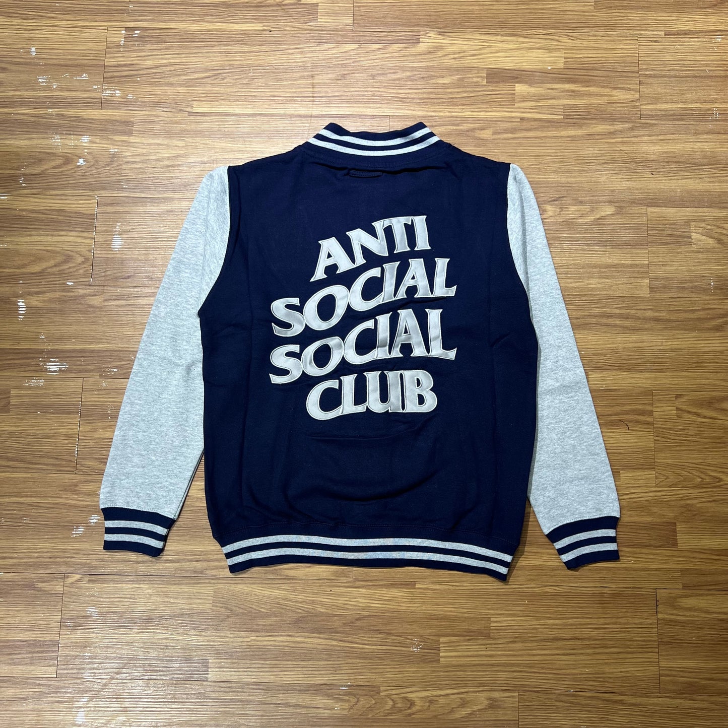Anti Social Social Club ASSC Dropout Letterman Jacket Navy/Grey 背面實拍