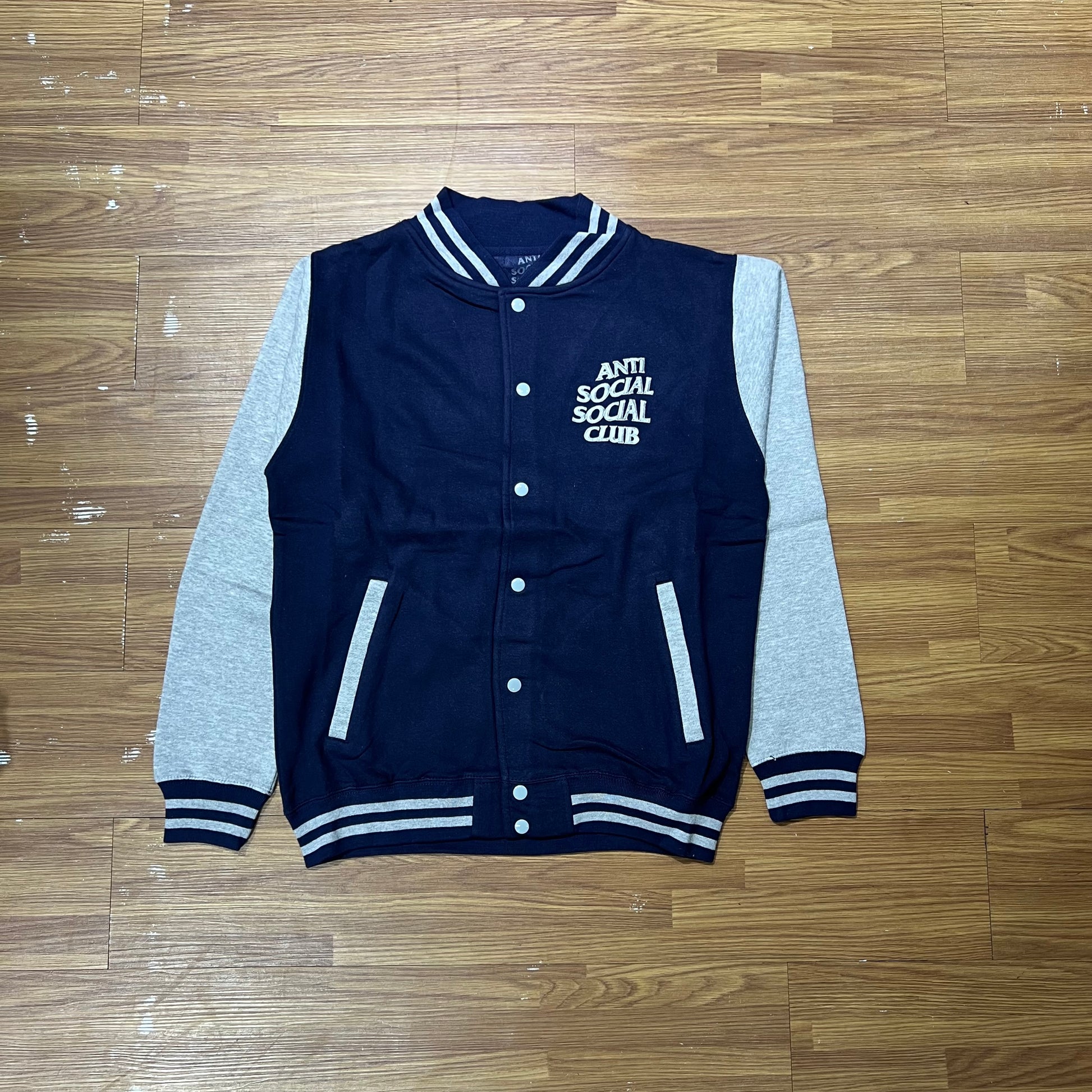 Anti Social Social Club ASSC Dropout Letterman Jacket Navy/Grey 正面實拍