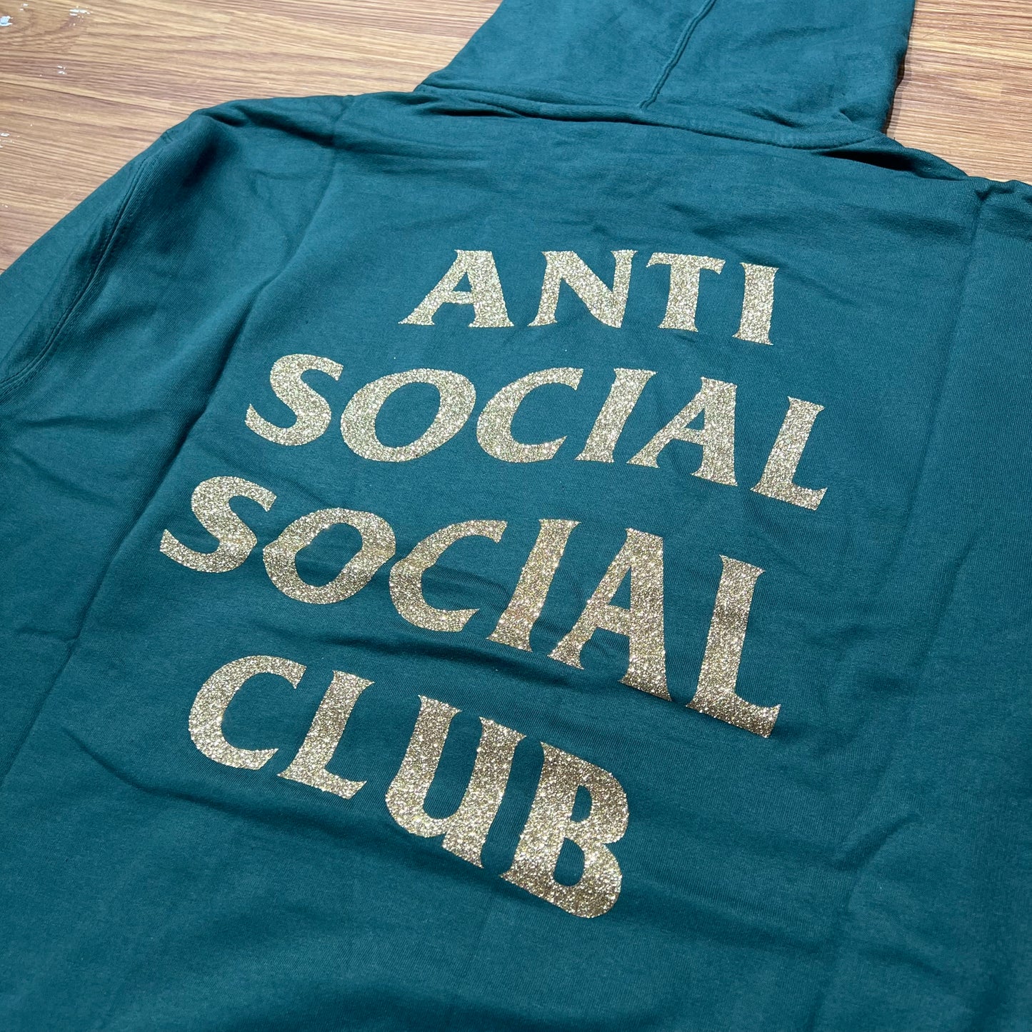 Anti Social Social Club ASSC Glitter (Logo2) Hooded Sweatshirt Hoodie Green 背面logo細節實拍