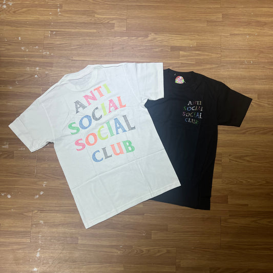 Anti Social Social Club ASSC Rhinestones Tee Black White 實拍