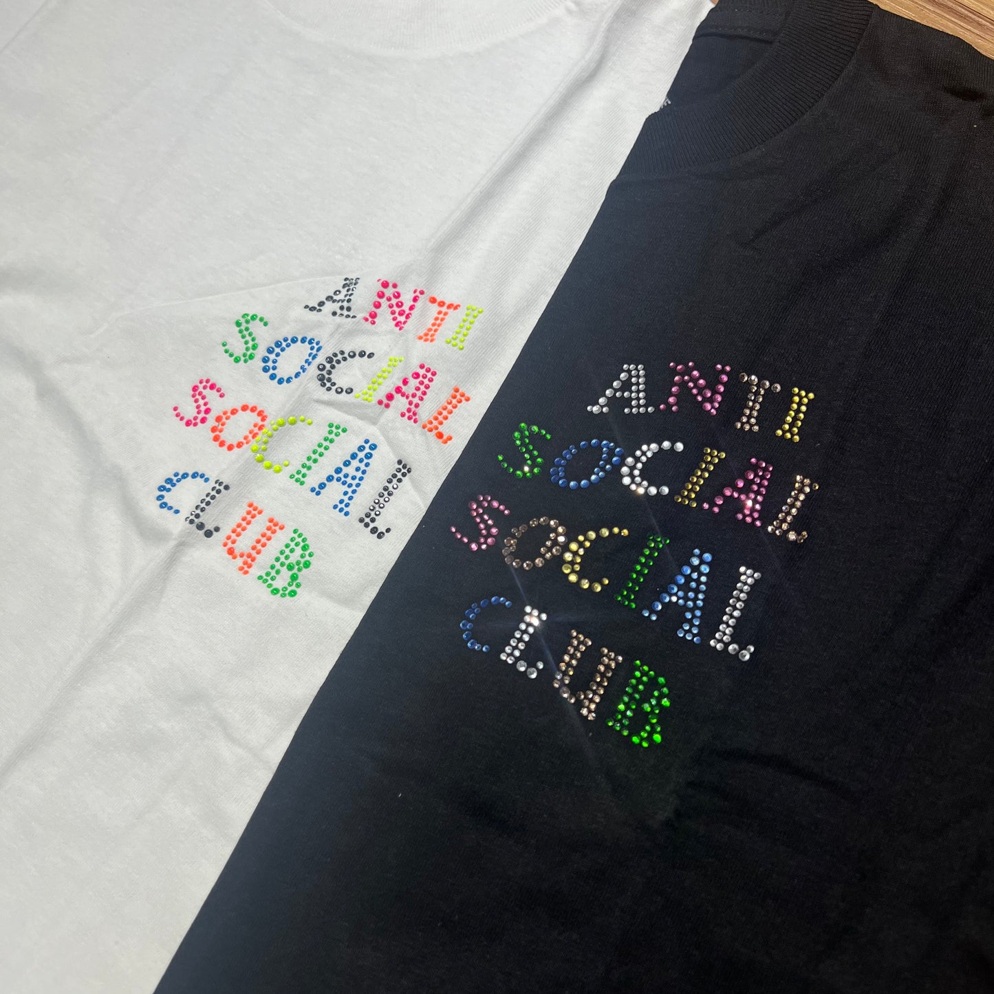 Anti Social Social Club ASSC Rhinestones Tee Black White 實拍