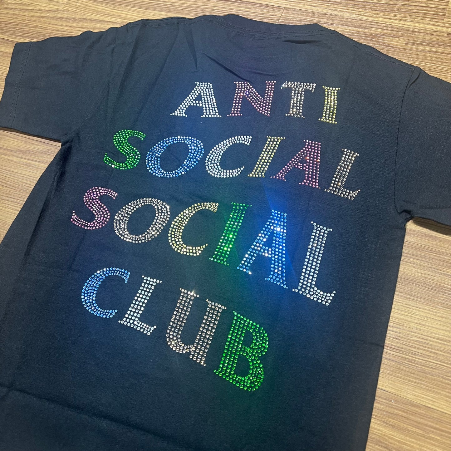 Anti Social Social Club ASSC Rhinestones Tee Black White 實拍