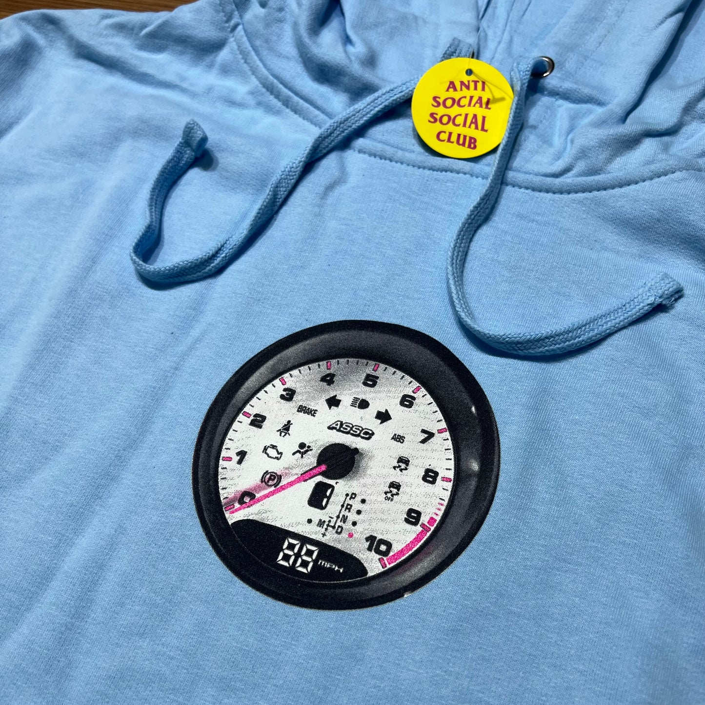 Anti Social Social Club ASSC Straight Pipe Hooded Sweatshirt Hoodie Blue 正面logo細節實拍