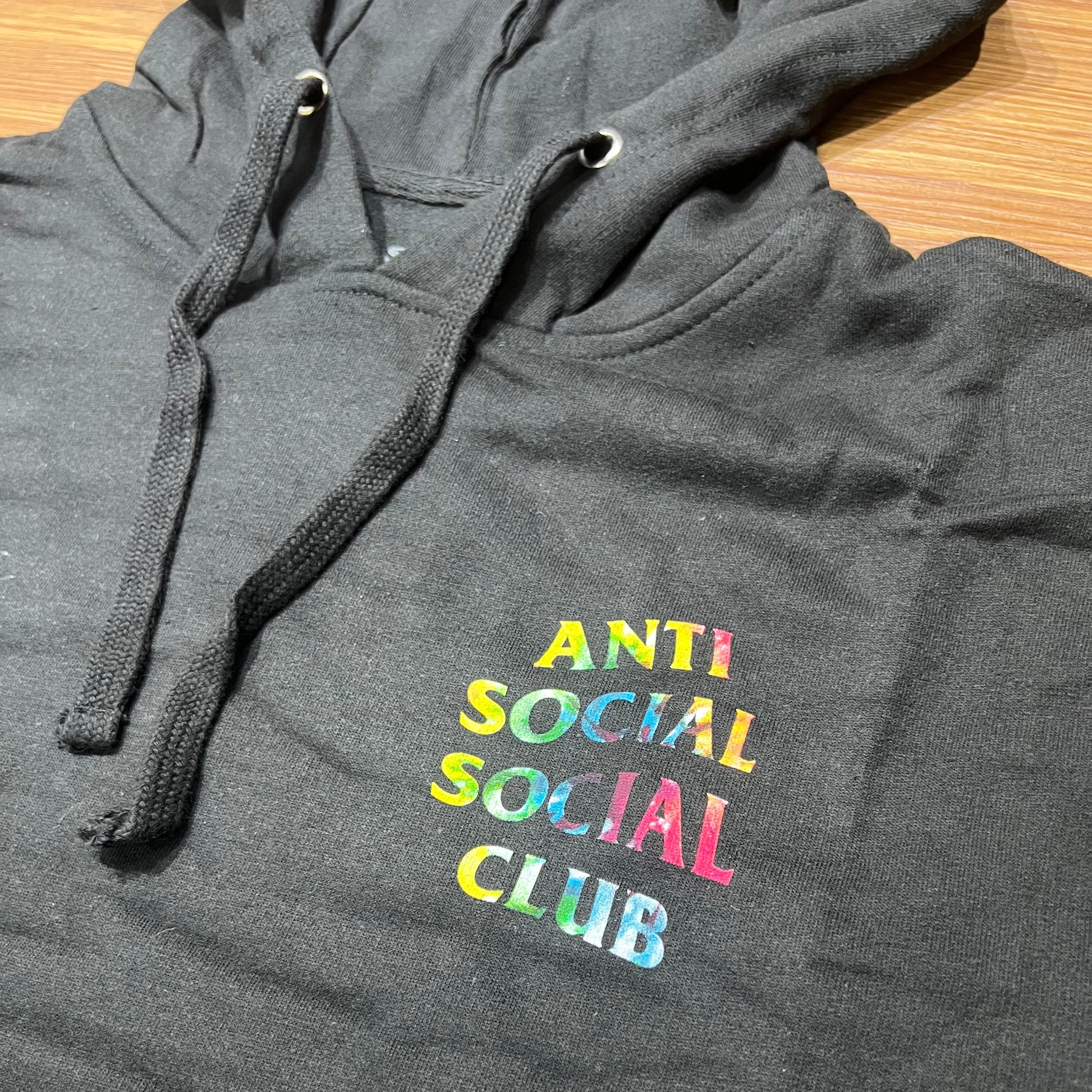 Anti Social Social Club ASSC Thai Dye Hooded Sweatshirt Hoodie Black 正面logo細節實拍