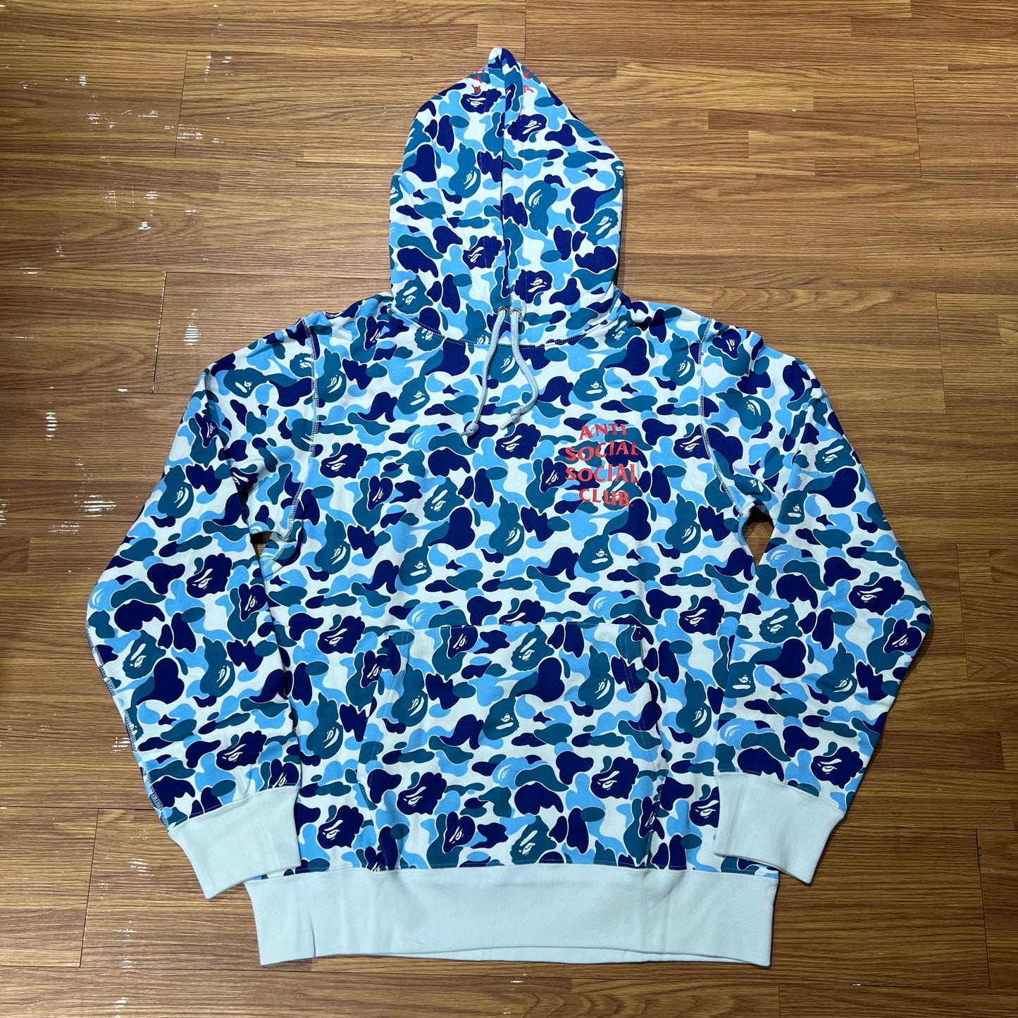 Anti Social Social Club ASSC x Bape Full Camo Hoodie Blue 1G23114913