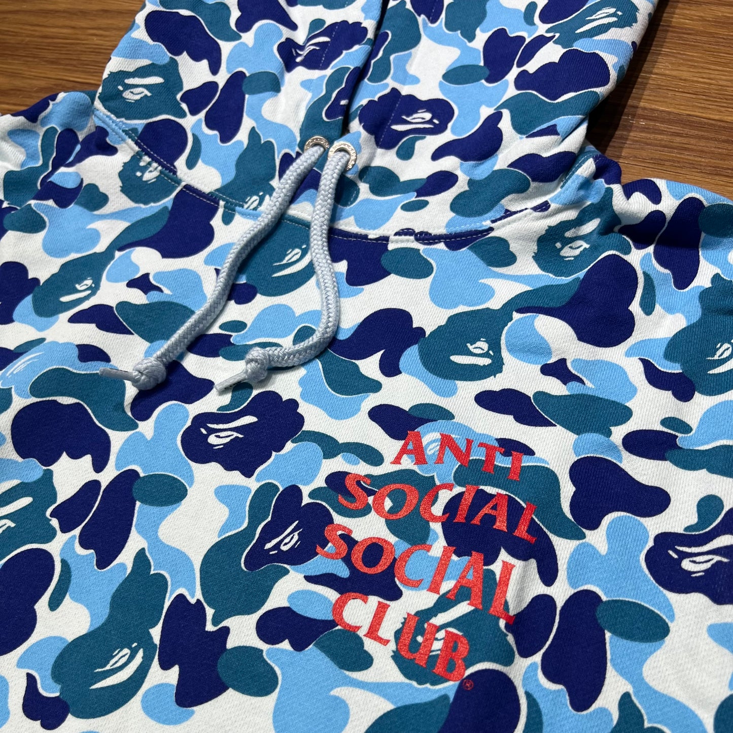 Anti Social Social Club ASSC x Bape Full Camo Hoodie Blue 1G23114913