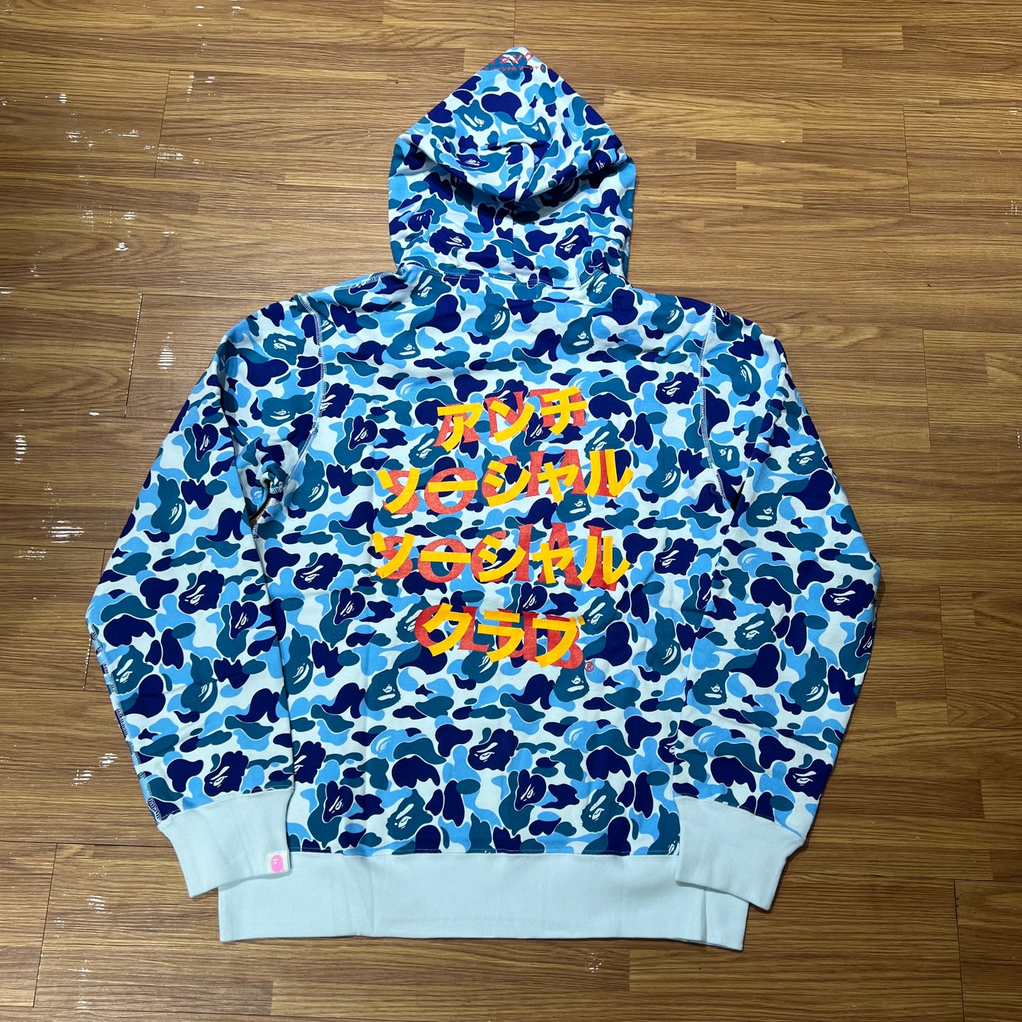 Anti Social Social Club ASSC x Bape Full Camo Hoodie Blue 1G23114913