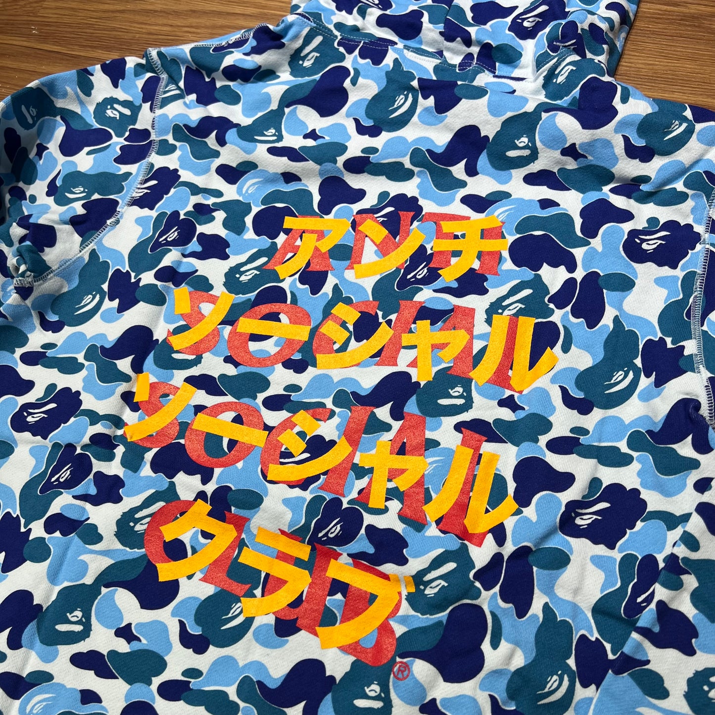 Anti Social Social Club ASSC x Bape Full Camo Hoodie Blue 1G23114913