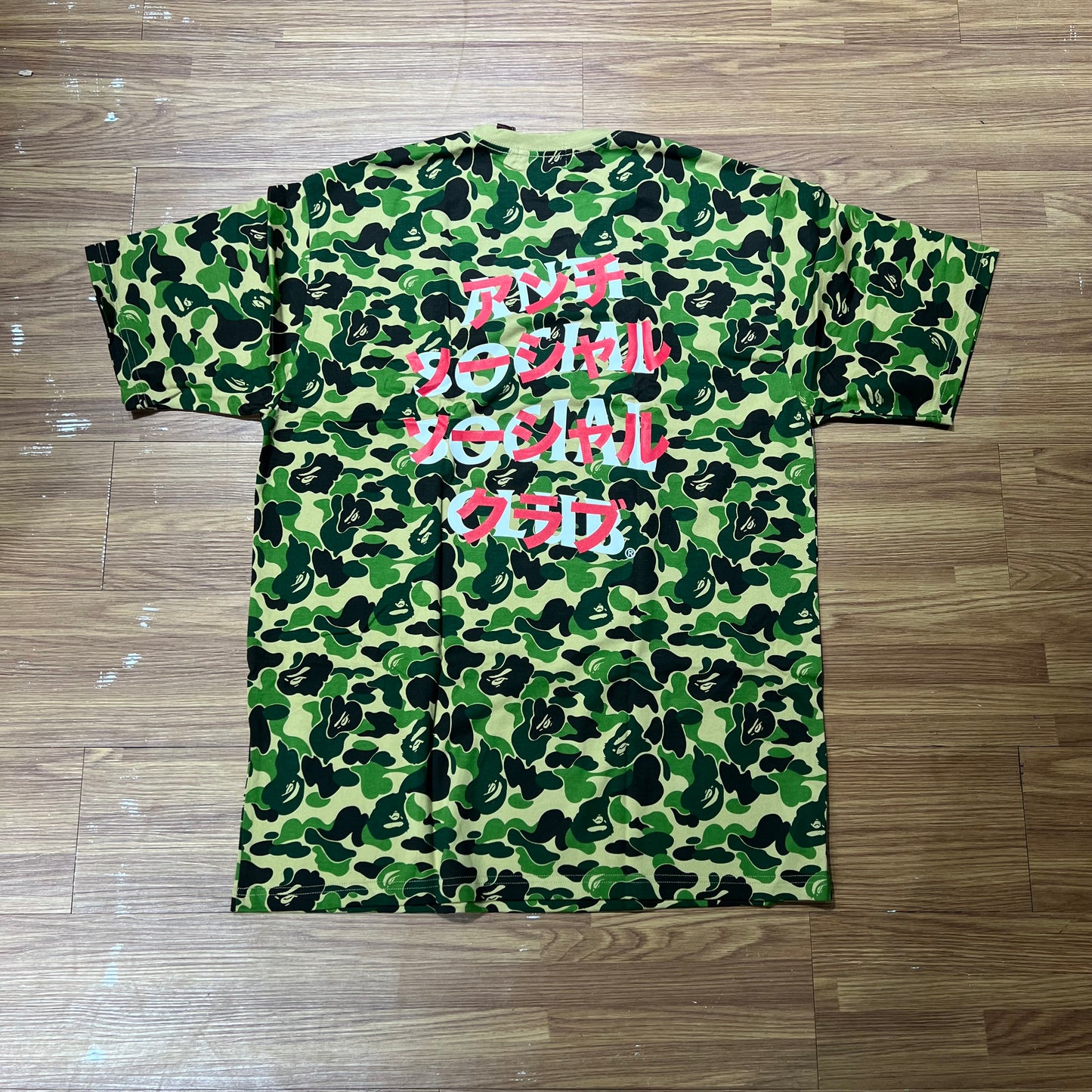 ASSC x BAPE 滿版綠迷彩短 T 背面實拍 1G23109919 ABC Camo Green