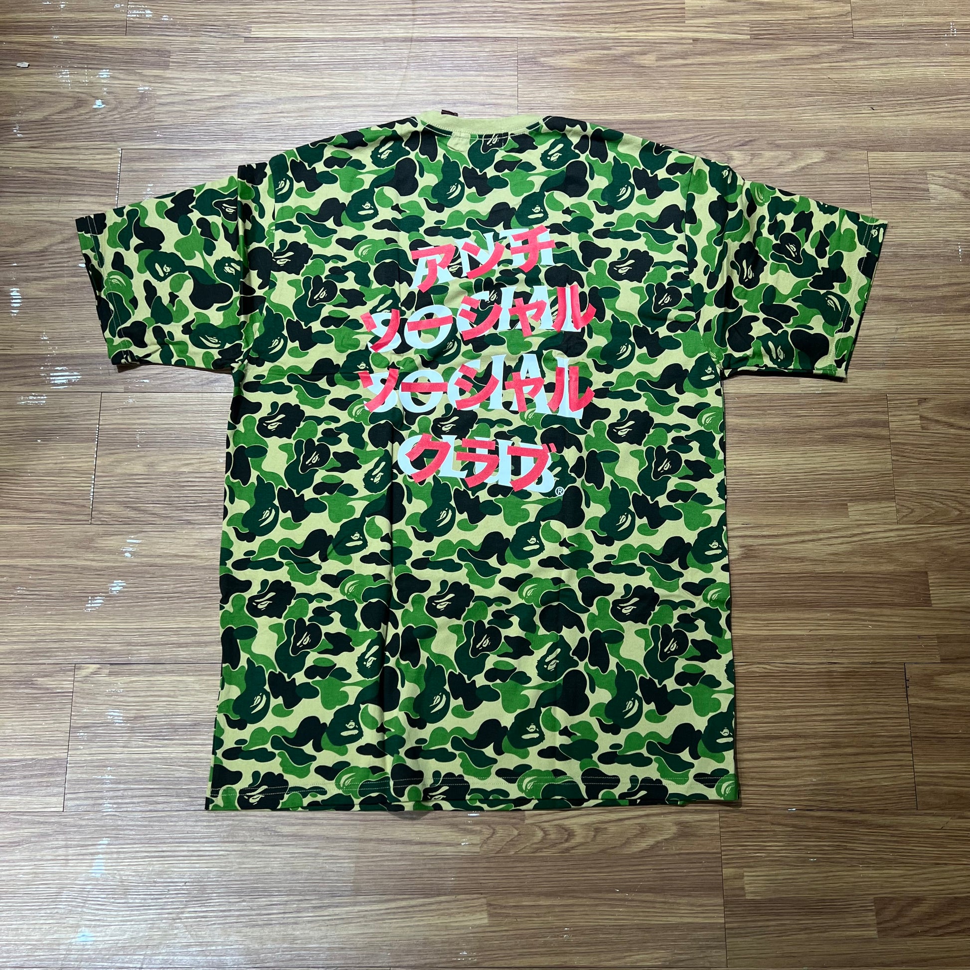 ASSC x BAPE 滿版綠迷彩短 T 背面實拍 1G23109919 ABC Camo Green