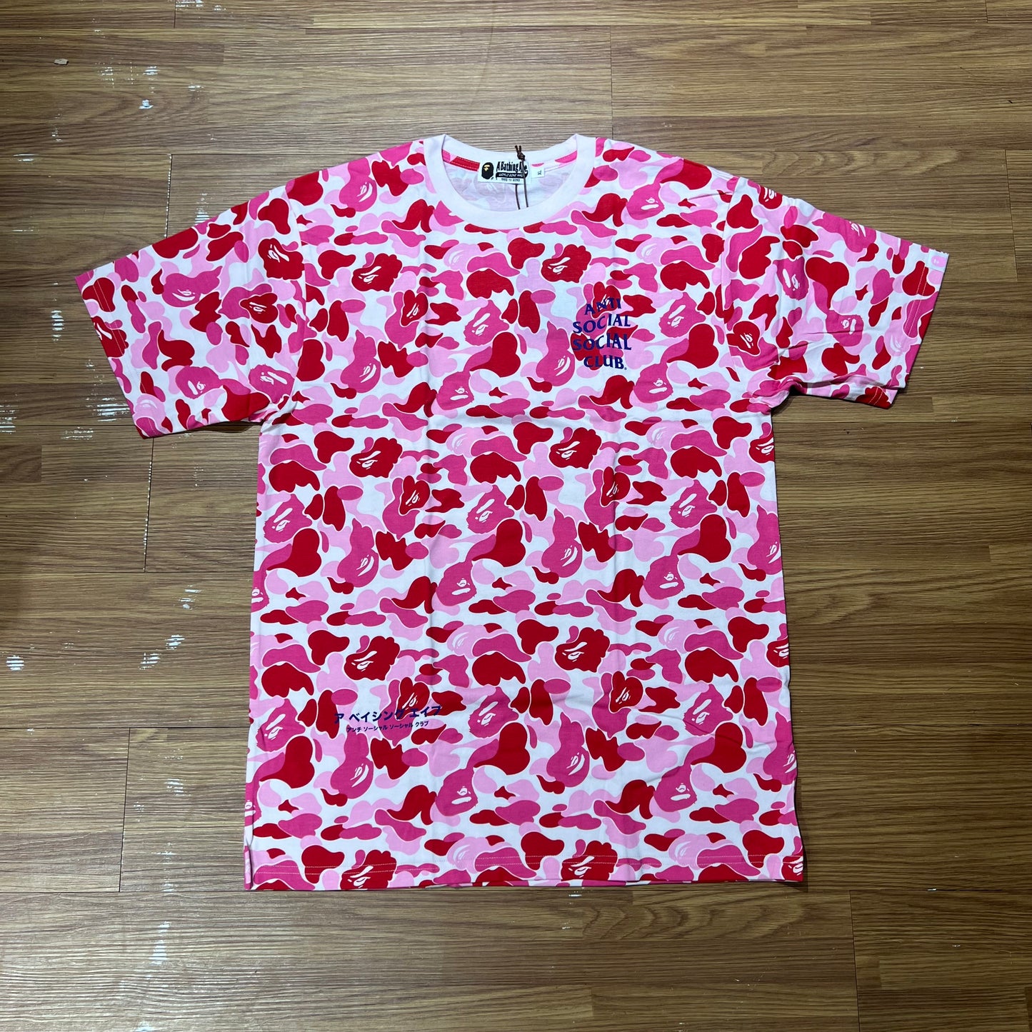 ASSC x BAPE 滿版粉紅迷彩短 T 正面實拍 1G23109919 Pink Camo