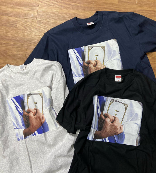 Supreme Bible Tee Black Grey Navy