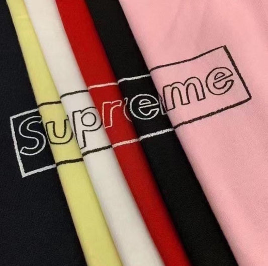 Supreme x Kaws Chalk Box Logo Tee Black White