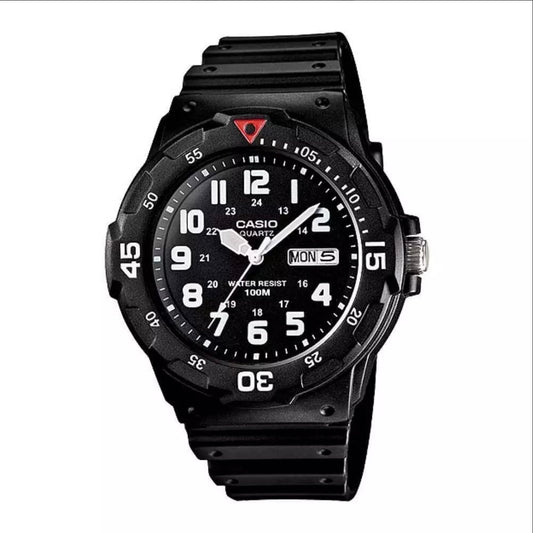 Casio MRW-200H-1BVDF Black 黑色 指針錶 橡膠錶帶 100米防水 星期 日期顯示  (淨錶)