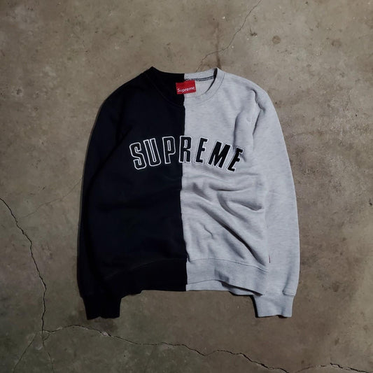Supreme Split ARC Logo Sweat Crewneck Black x Grey