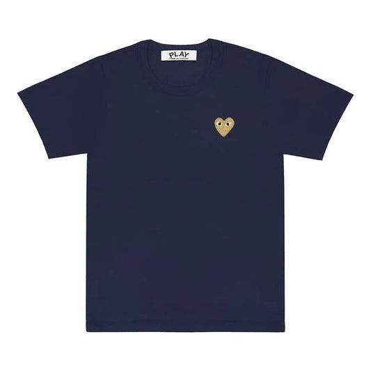 Comme des Garcons CDG Play Gold Heart Logo Tee Women Navy (Made in Japan) AZ-T215-051-2