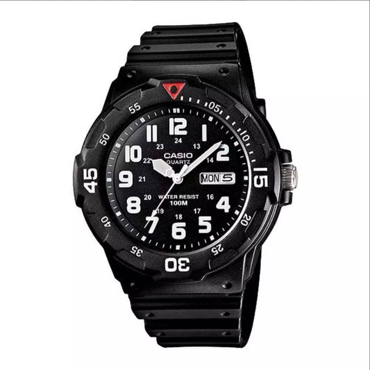 Casio MRW-200H-1BVDF Black 黑色 指針錶 橡膠錶帶 100米防水 星期 日期顯示  (淨錶)