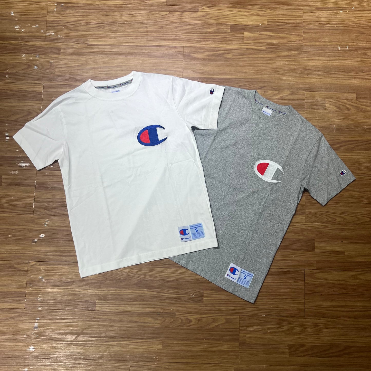 Champion JP Embroidered Big C Logo Tee C3-F362 White & Grey 實拍