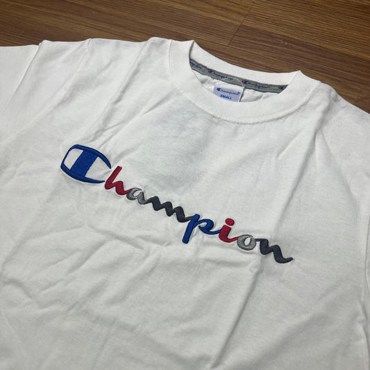 Champion JP Tri-Color Embroidered Script Logo Tee White C3-H371 實拍