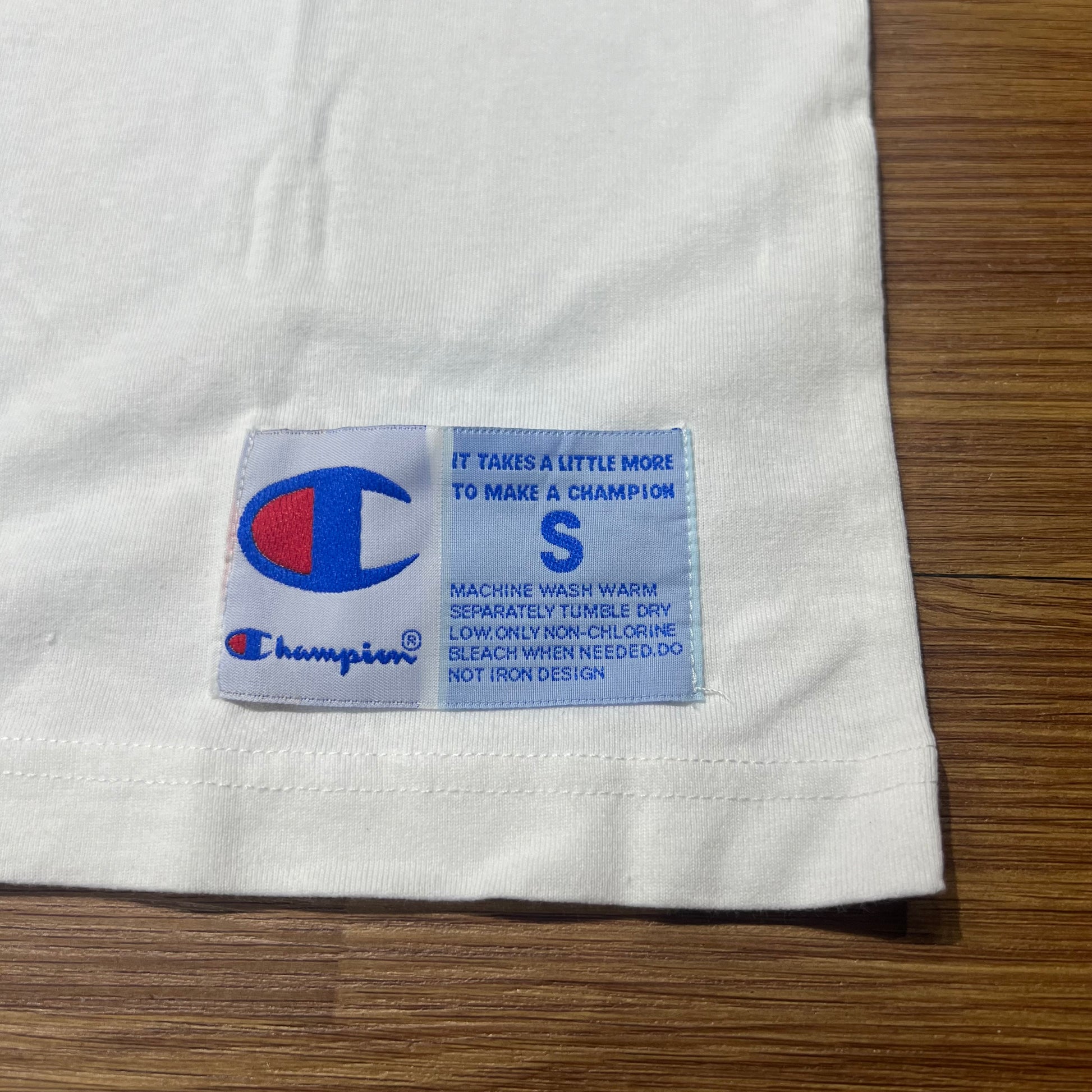 Champion JP Tri-Color Embroidered Script Logo Tee White C3-H371 實拍
