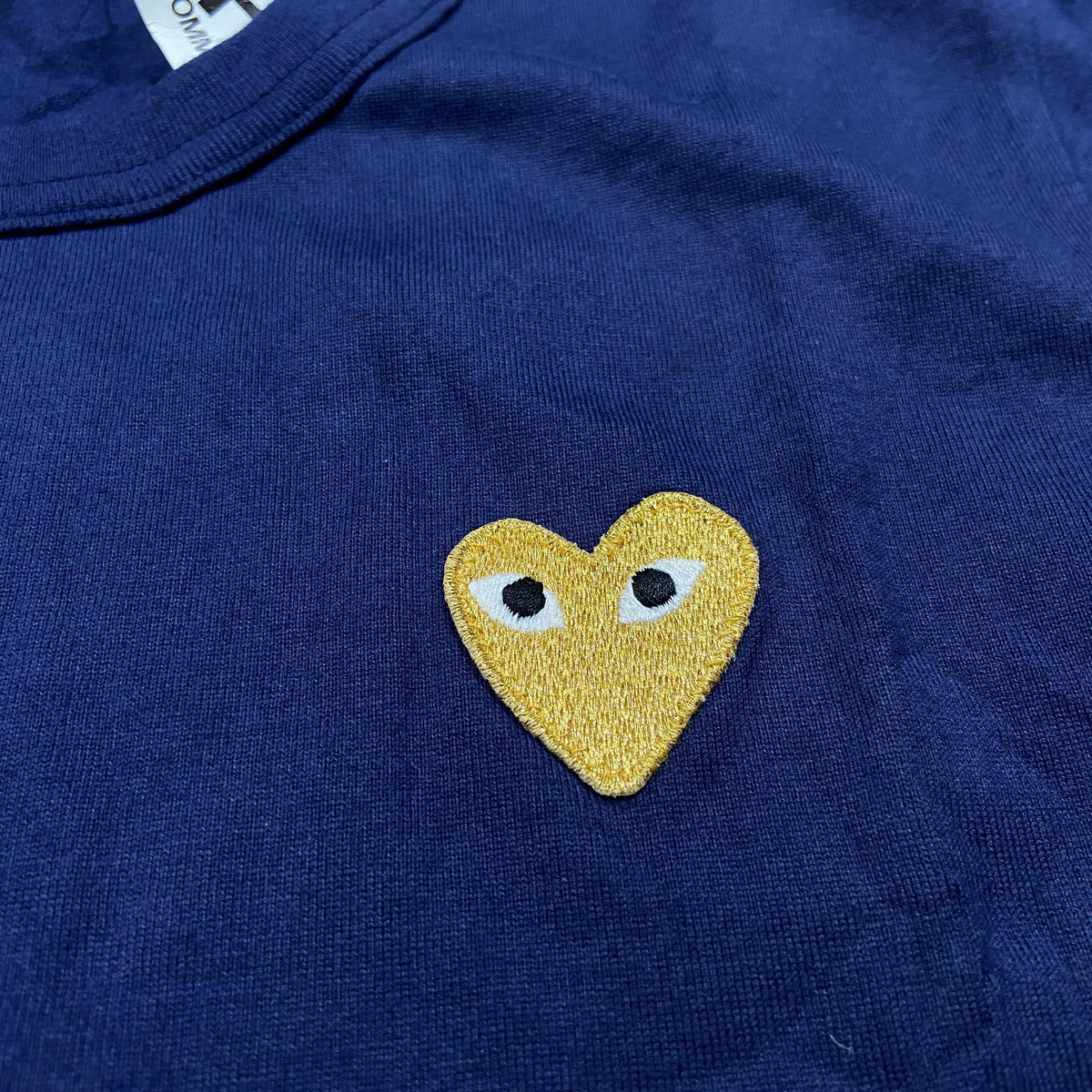 Comme des Garcons CDG Play Heart Tee Women (Made in Japan) Navy/Gold Heart