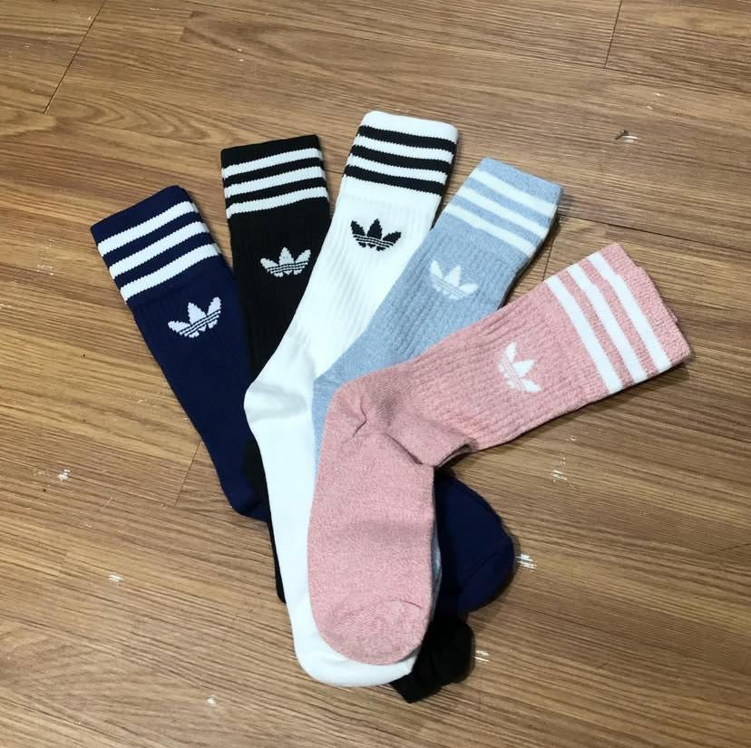 Adidas Originals Long Crew Socks Black White Navy Pink Blue