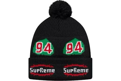 Supreme Leaf Beanie Black White