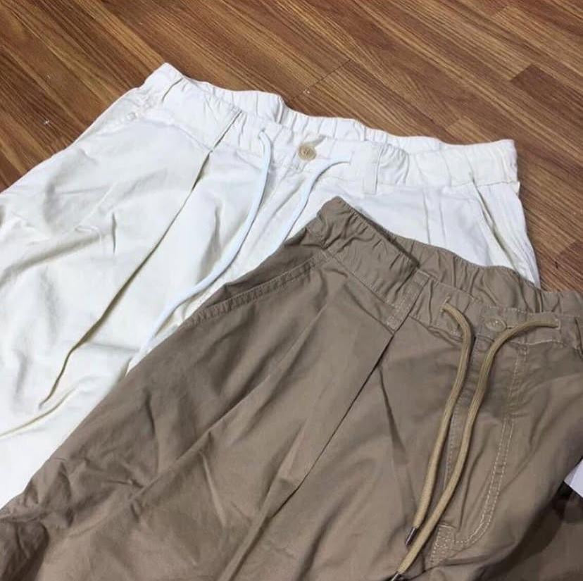 NORLN NR 2-Pleats Wide Chino Beige Black Cement