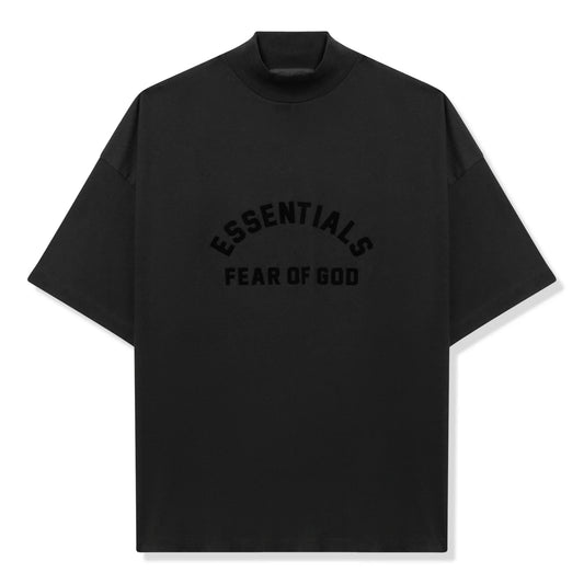 Fear of God FOG Essentials Black Collection 3D Silicon Front Arch Logo Mock Neck SS Tee Jet Black