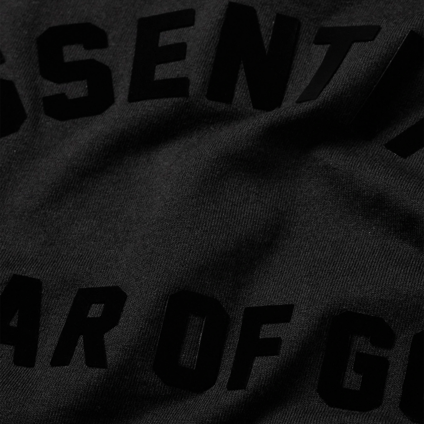 Fear of God FOG Essentials "The Black Collection" 3D Silicon Front Arch Logo Mock Neck SS Tee Jet Black