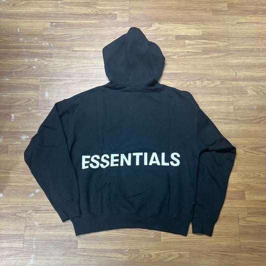 FOG Essentials Black Boxy Logo Hoodie 黑色後背大標實拍