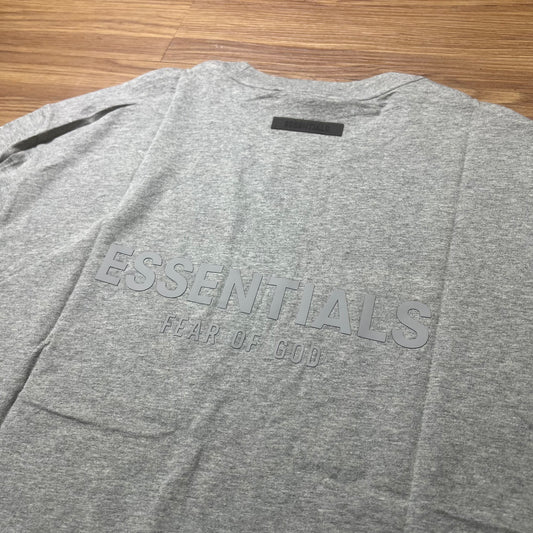 Fear of God FOG Essentials 3D Silicon Back Logo SS Tee Heather Oat (Grey)