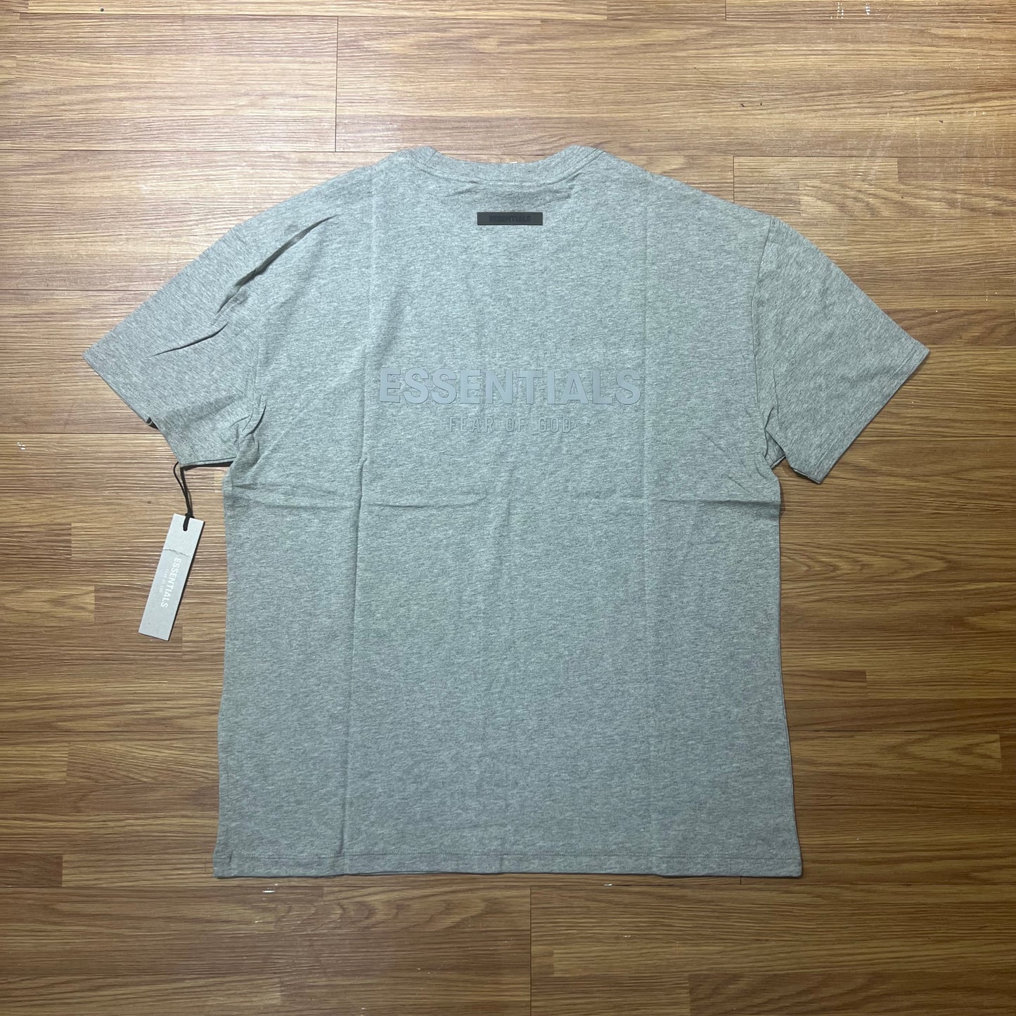 Fear of God FOG Essentials 3D Silicon Back Logo SS Tee Heather Oat (Grey)
