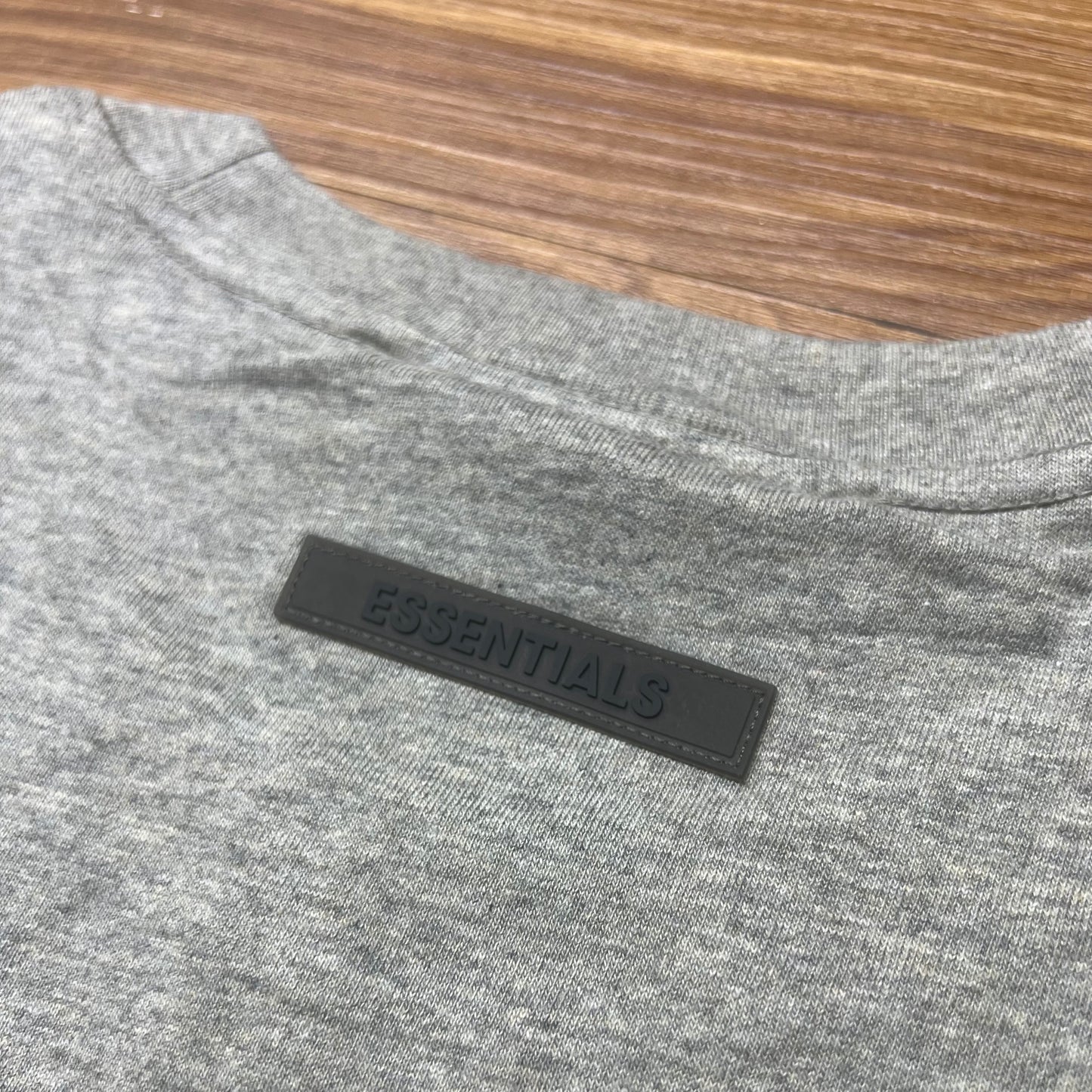 Fear of God FOG Essentials 3D Silicon Back Logo SS Tee Heather Oat (Grey)