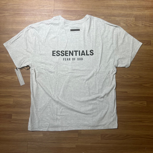 Fear of God FOG Essentials 3D Silicon Back Logo SS Tee Oatmeal (Light Grey)
