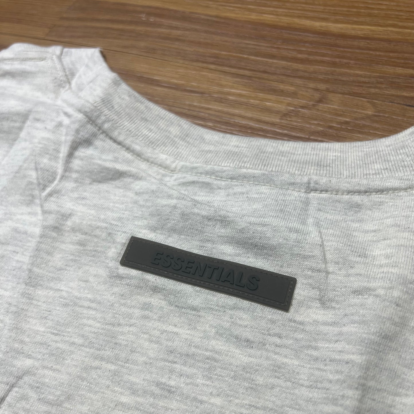 Fear of God FOG Essentials 3D Silicon Back Logo SS Tee Oatmeal (Light Grey)