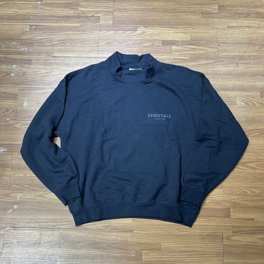 Fear of God FOG Essentials 3M Reflective Small Logo Mock Neck Pullover Navy 192SP202037F