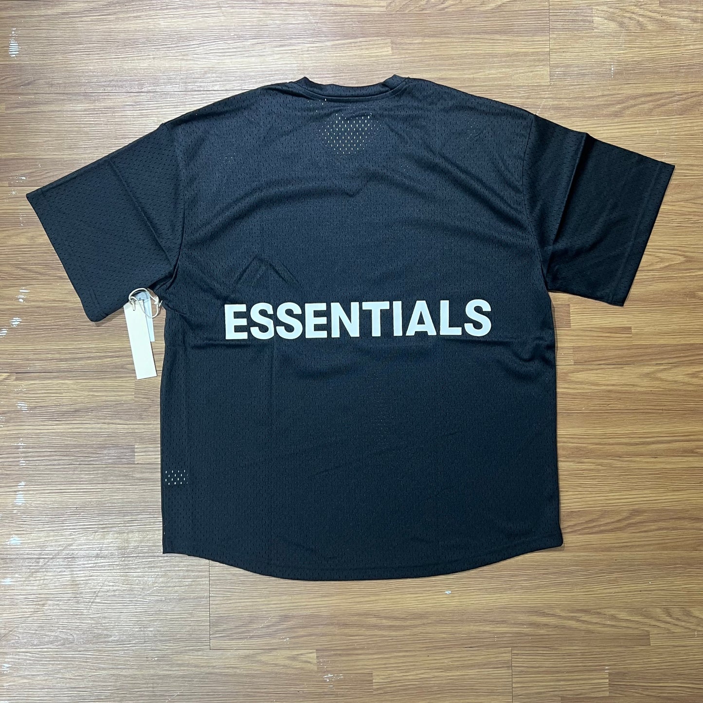 Fear of God FOG Essentials Back Boxy Logo Heavy Mesh SS Tee Black
