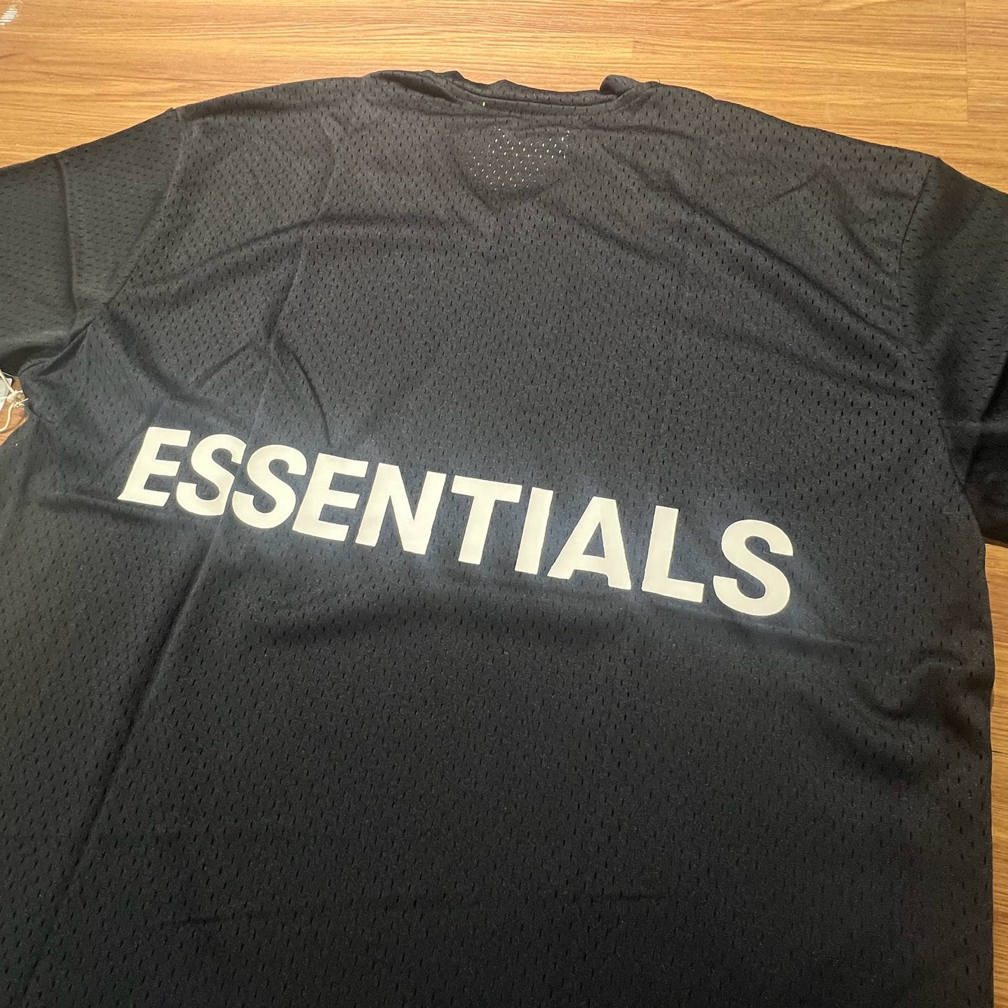 Fear of God FOG Essentials Back Boxy Logo Heavy Mesh SS Tee Black