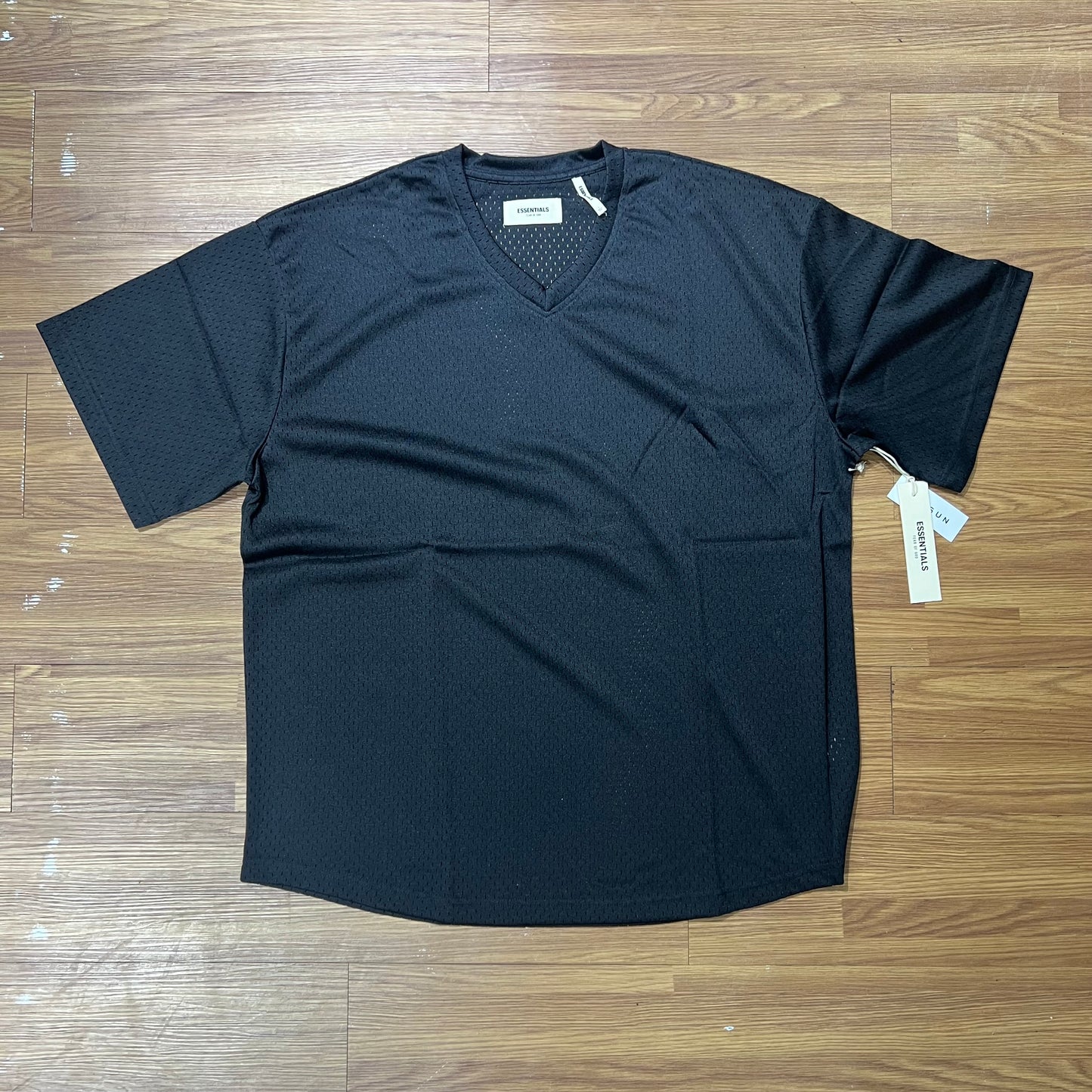 Fear of God FOG Essentials Back Boxy Logo Heavy Mesh SS Tee Black